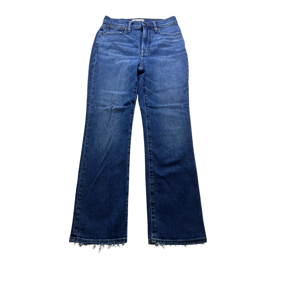 Madewell Slim Demi-Boot Jeans Womens 26 Blue Raw Hem Stretch Bootcut Denim